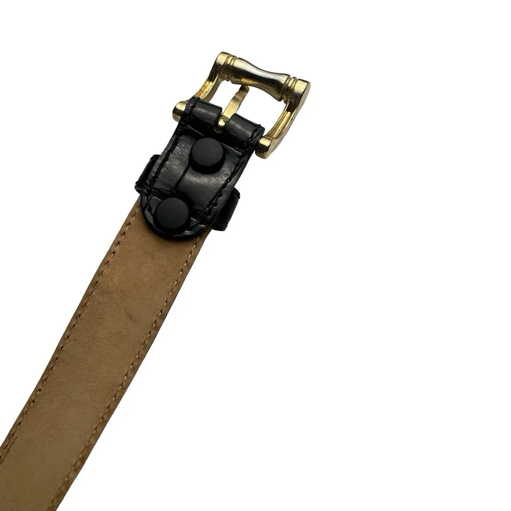 Bespoke Black Genuine American Alligator Italian Made Brass Buckle Belt 30 NWOT